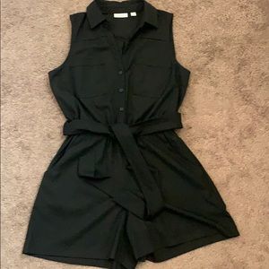 Black cotton shorts romper
